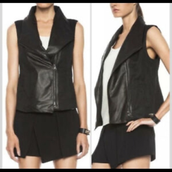 Vince Asymmetric Leather Linen Sleeveless Vest - Picture 8 of 8